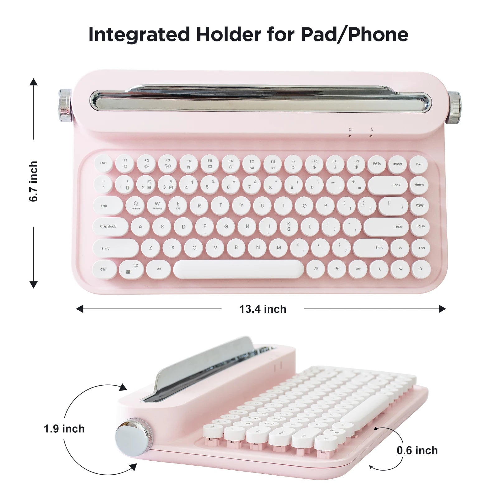 YUNZII ACTTO B305 Retro Typewriter Aesthetic Keyboard, 75% Compact Wireless Keyboard with Integrated Stand for Multi-Device