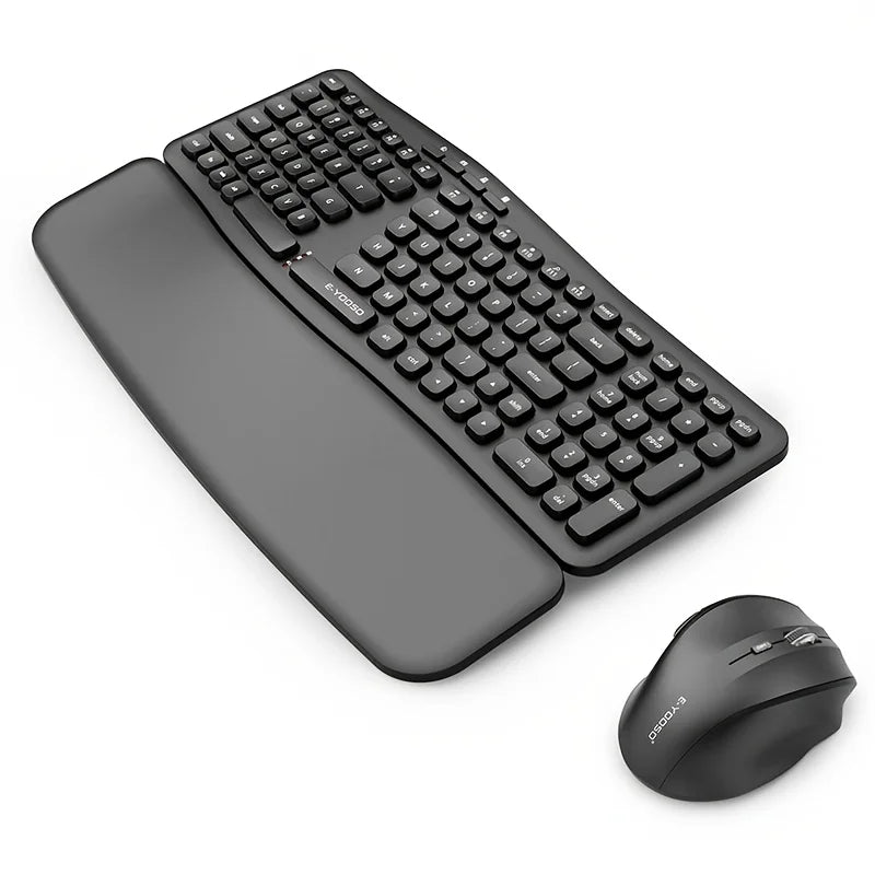 E-YOOSO 2.4ghz Wireless Keyboard and Mouse Set, Ergonomic with Wrist Rest, Automatic Sleep Mode, for Home ,office and Gamers