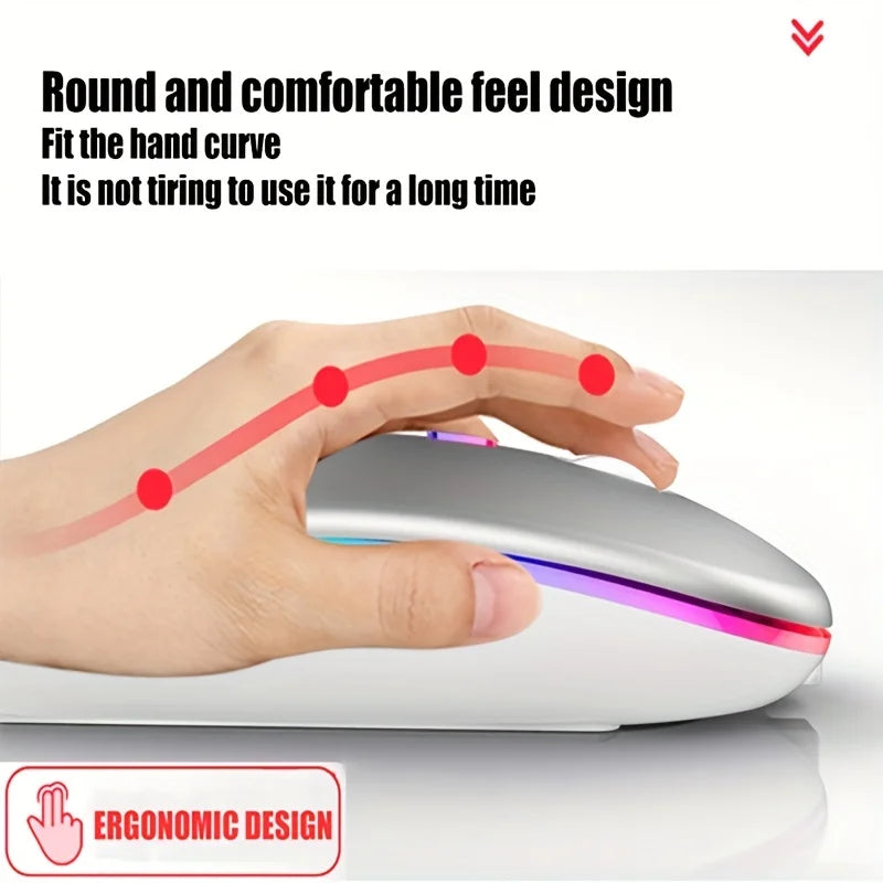 Wireless Mouse Rechargeable Silent LED Backlit Mice PC Laptop Computer Mous BT 2.4GHz Receiver Bluetooth Dual Mode Optical Mice