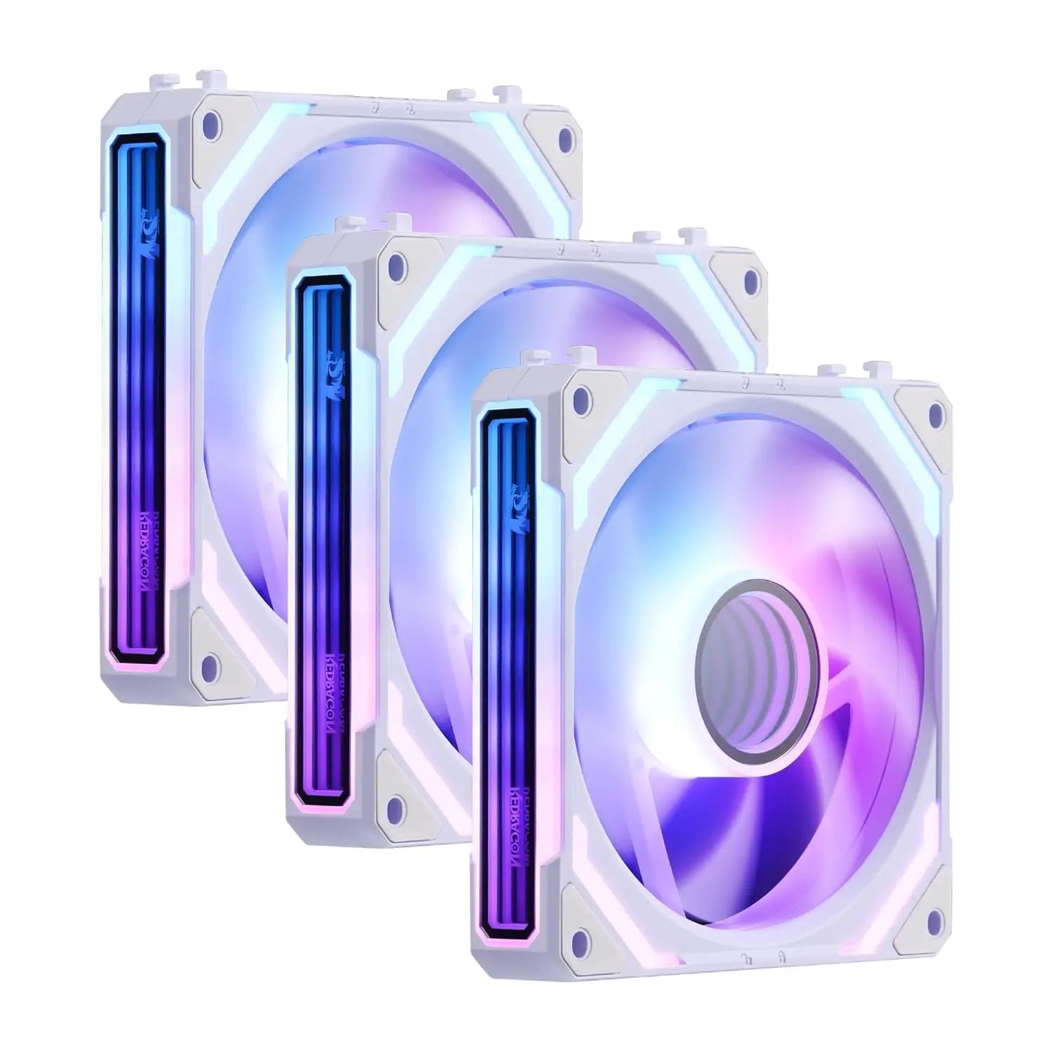 Redragon GCF012 Standard 120mm 4 Pin PWM PC Case Fan for Radiator/Computer Case Cooling, 120x120x25mm, 3 Pack, White