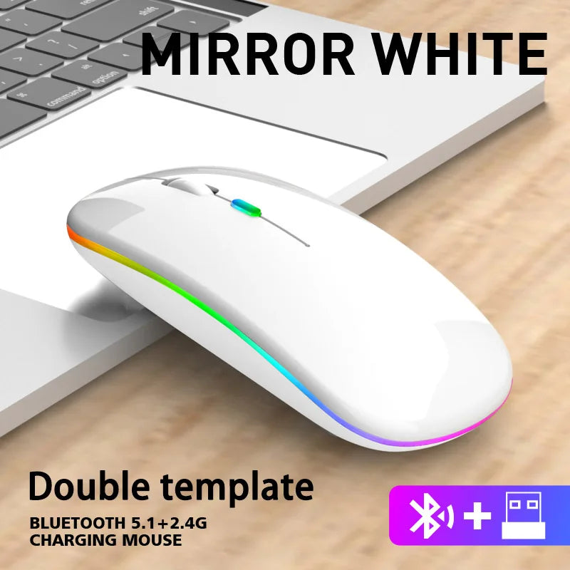 Wireless Mouse Rechargeable Silent LED Backlit Mice PC Laptop Computer Mous BT 2.4GHz Receiver Bluetooth Dual Mode Optical Mice