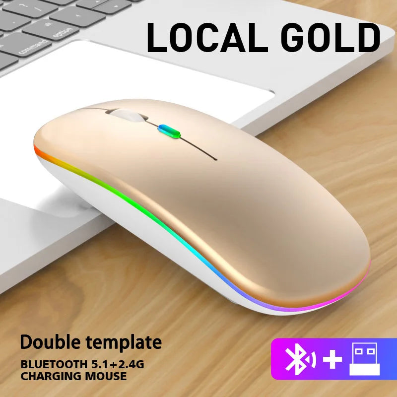 Wireless Mouse Rechargeable Silent LED Backlit Mice PC Laptop Computer Mous BT 2.4GHz Receiver Bluetooth Dual Mode Optical Mice