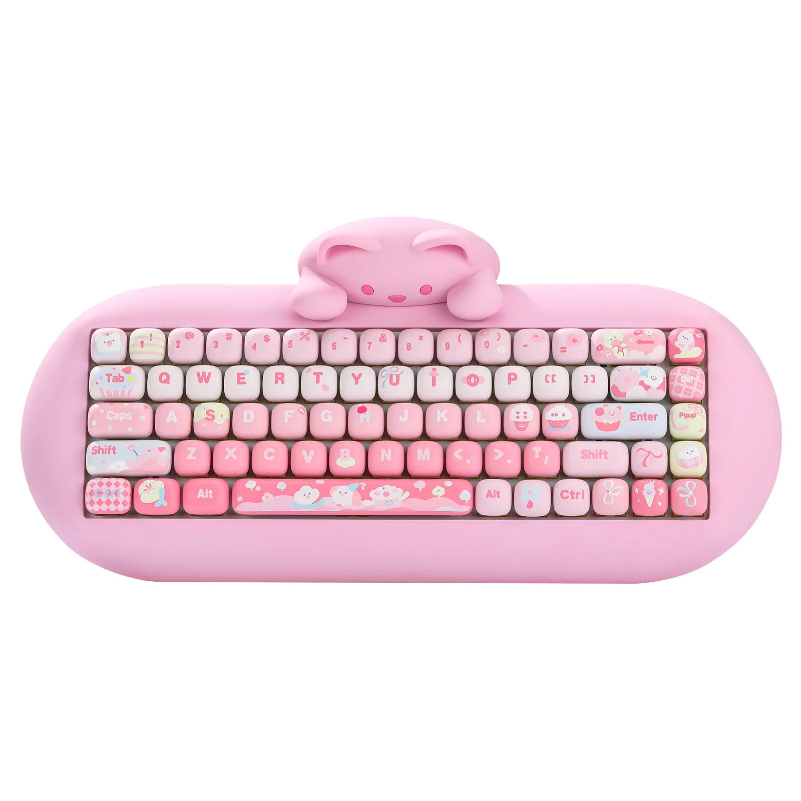 YUNZII Pink Ice Cream MOG Custom Keycaps, 138 Keys Dye Sub PBT Cute MOG Profile Keycap Set for Mechanical Gaming Keyboards