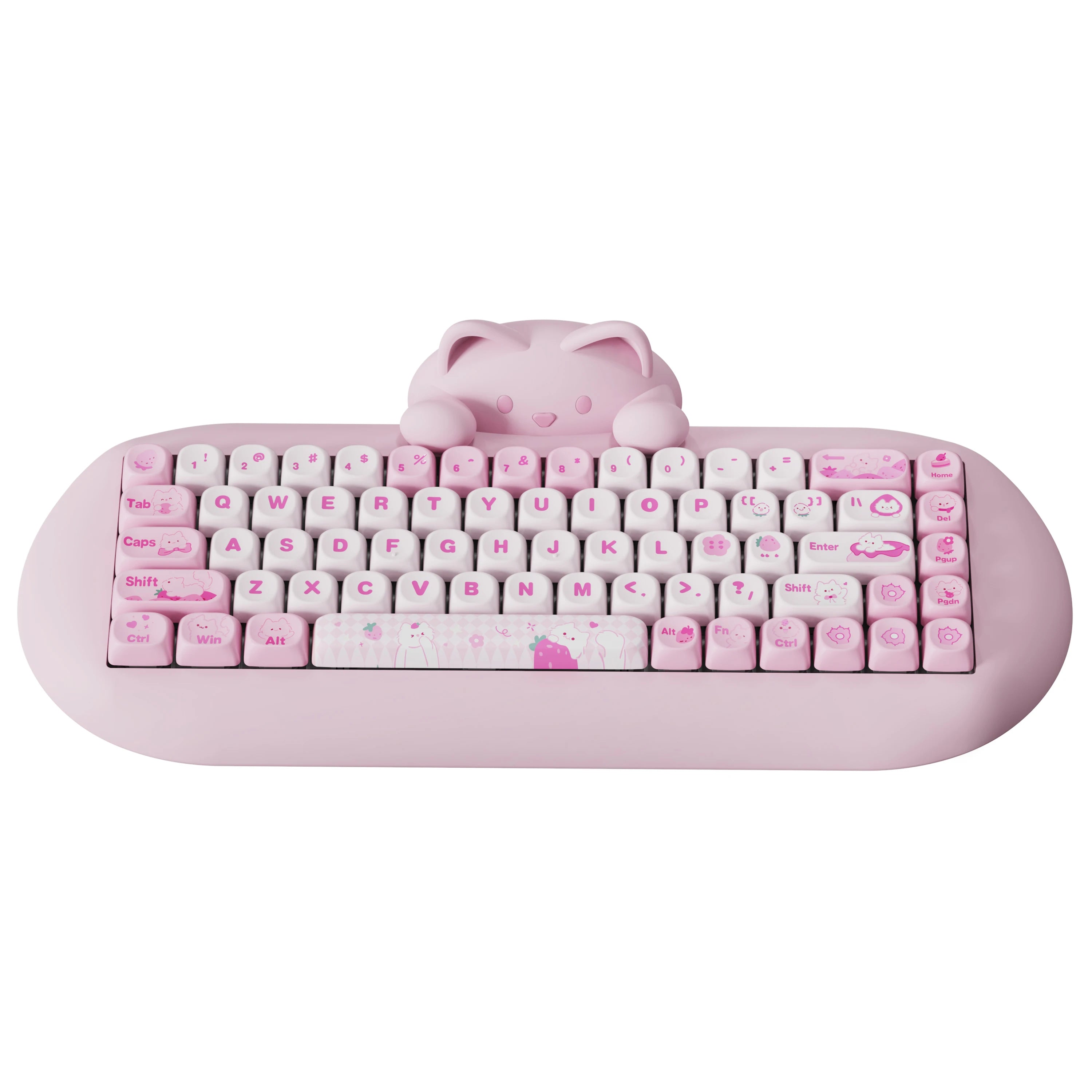 YUNZII C68 Wireless Gaming Keyboard, Hi-Fi Cute Cat Custom RGB Mechanical Keyboard, Silicone 65% Hot Swap Ergonomic Kitty Keeb