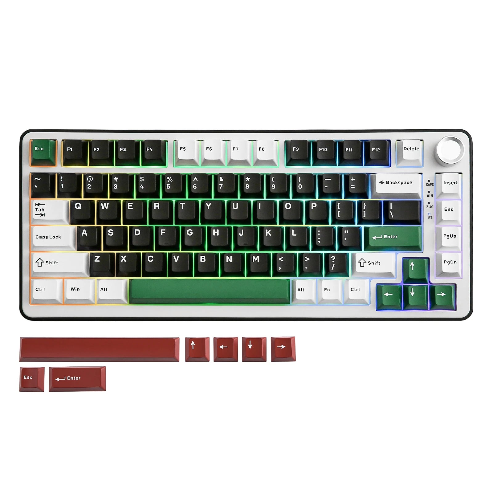 YUNZII B75 PRO 82-Key Wireless Mechanical Gaming Keyboard, Gasket Hot Swap Custom RGB 75% BT/Type-C/2.4G Creamy Knob Keyboard