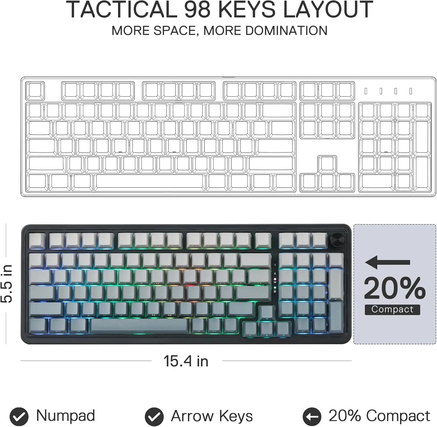 Redragon K686 PRO 98 Keys Wireless Gasket RGB Gaming 3-Mode PBT Mechanical Hot-Swap South-Facing RGB Socket Keyboard