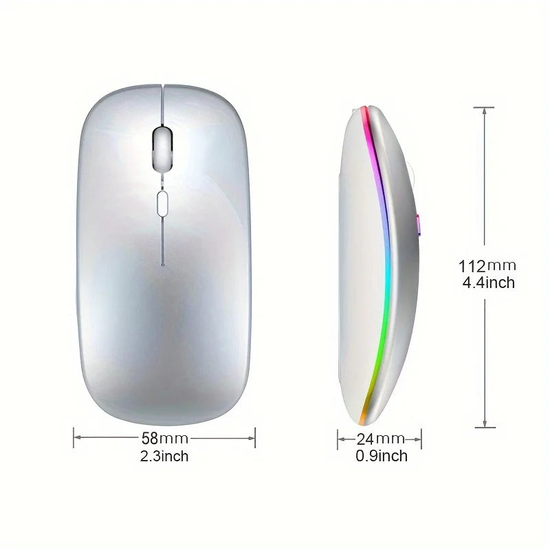 Wireless Mouse Rechargeable Silent LED Backlit Mice PC Laptop Computer Mous BT 2.4GHz Receiver Bluetooth Dual Mode Optical Mice