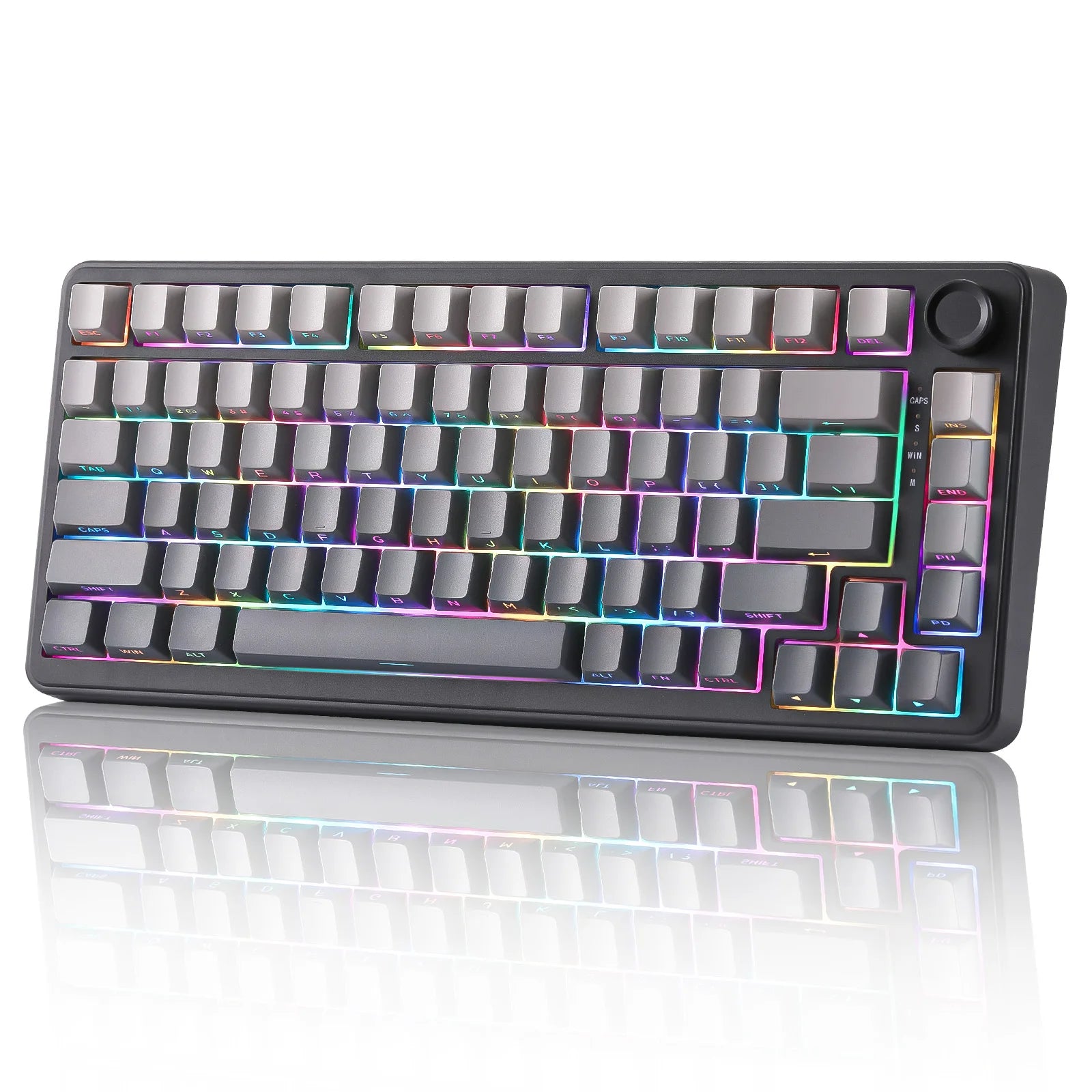 YUNZII B75 RGB Mechanical Keyboard, Wired 75% Hot Swap Gaming Keyboard with Knob, Gasket Custom RGB Backlit Keyboard for Win/MAC