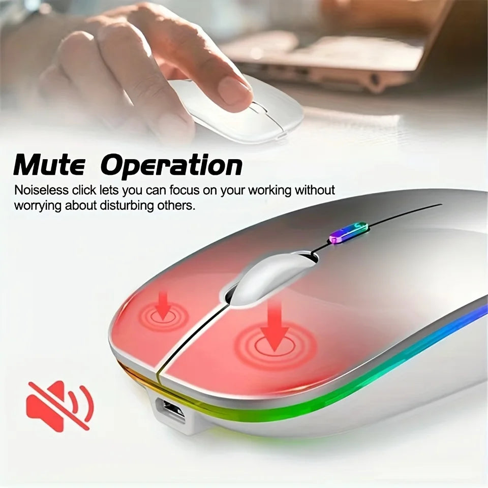 Wireless Mouse Rechargeable Silent LED Backlit Mice PC Laptop Computer Mous BT 2.4GHz Receiver Bluetooth Dual Mode Optical Mice