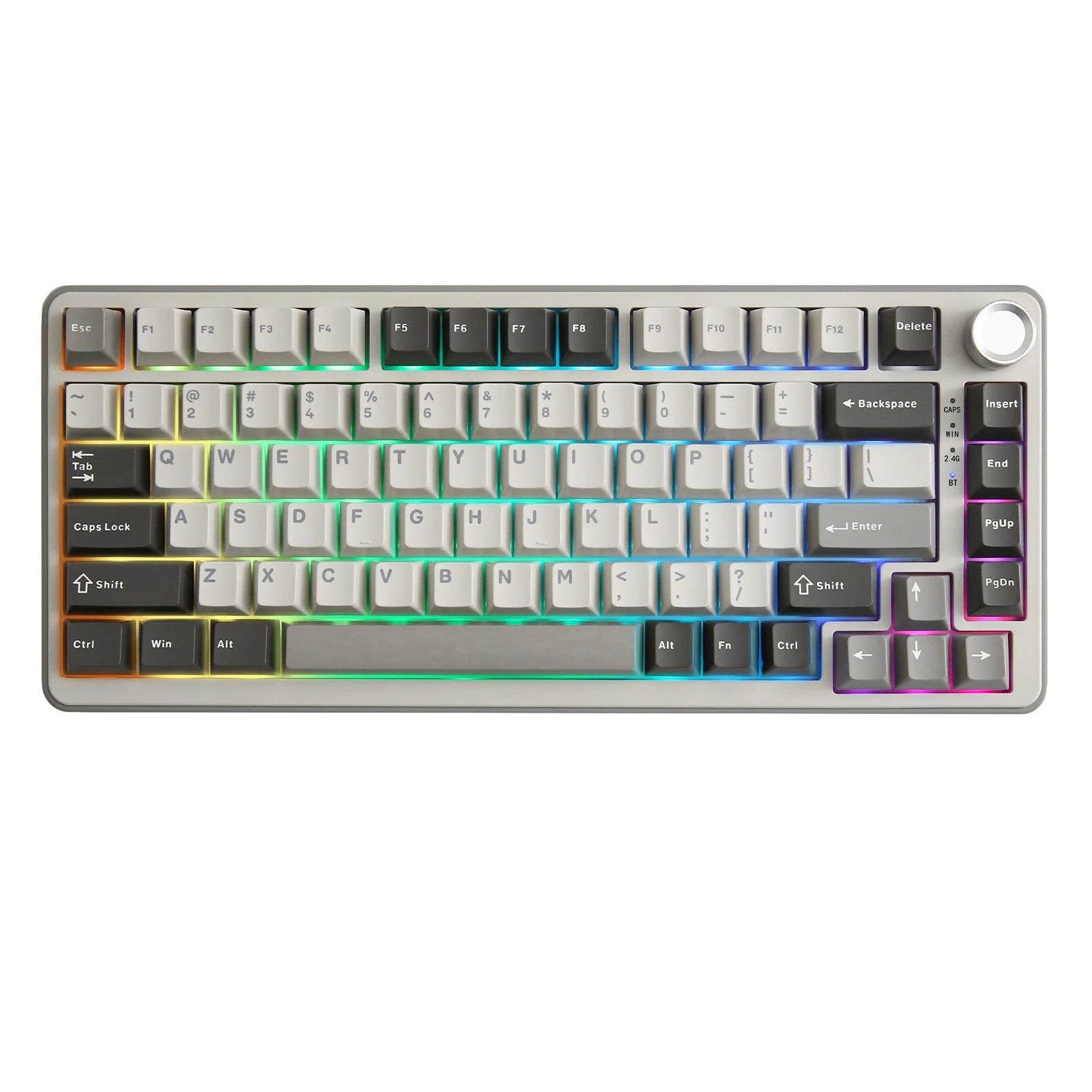 YUNZII B75 PRO 82-Key Wireless Mechanical Gaming Keyboard, Gasket Hot Swap Custom RGB 75% BT/Type-C/2.4G Creamy Knob Keyboard