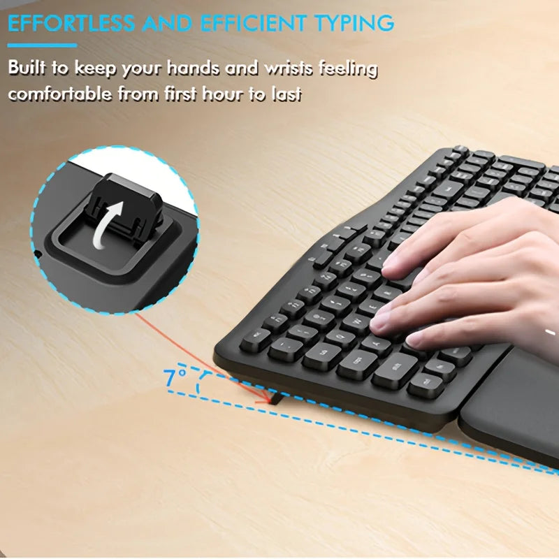 E-YOOSO 2.4ghz Wireless Keyboard and Mouse Set, Ergonomic with Wrist Rest, Automatic Sleep Mode, for Home ,office and Gamers