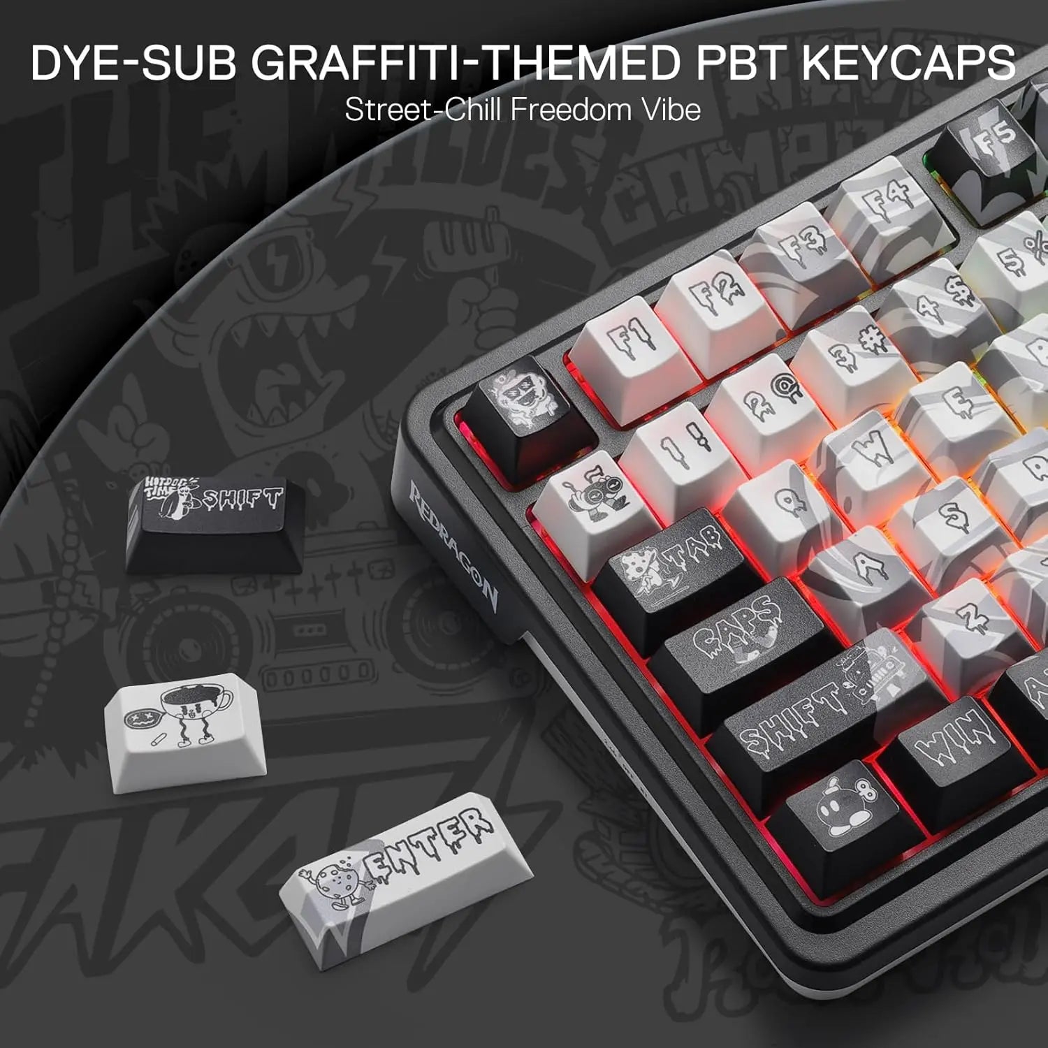 Redragon 719 PRO Wireless Gasket Gaming Hype Screen & Knob, 95 Keys Mechanical Keyboard,Easy-Control 1.14’’ TFT Info Display