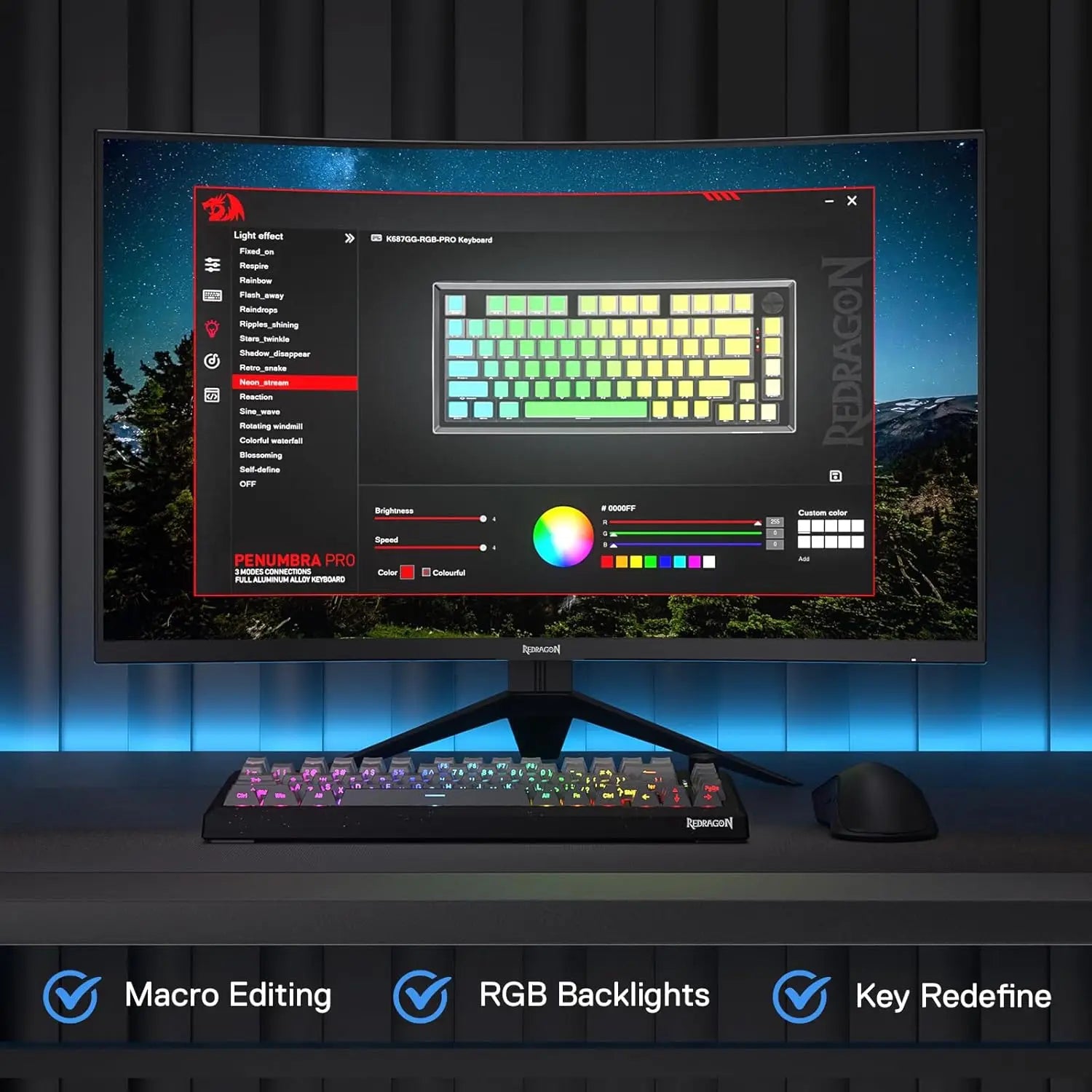 Redragon K687 PRO Wireless CNC Gasket Gaming Keyboard, 81 Keys Mechanical Keyboard,Litsea Switches