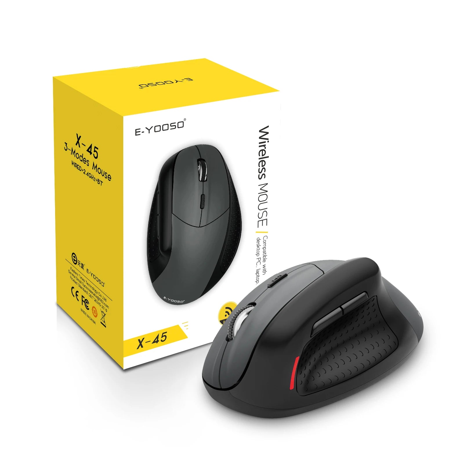 E-YOOSO X-45 2.4G Wireless Mouse for Big Palms, 4800 DPI Adjustable Plug and Play Low Battery Reminder for Home, Office Gaming